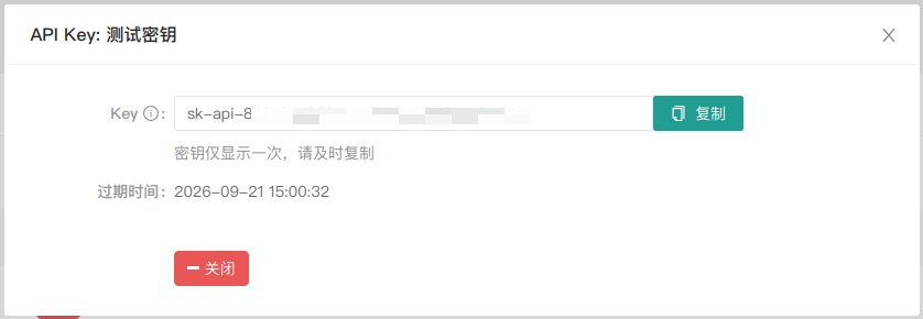 复制API密钥内容